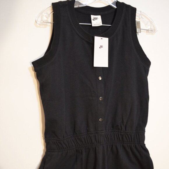 NIKE (WT) Black Romper Shorts 1/2 Front Snaps Cotton Sleeveless Girls Junior XL - Picture 2 of 12